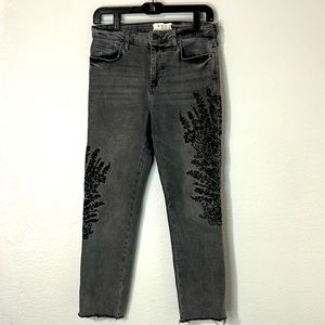 We The Free Faded Black Embroidered Floral Jeans